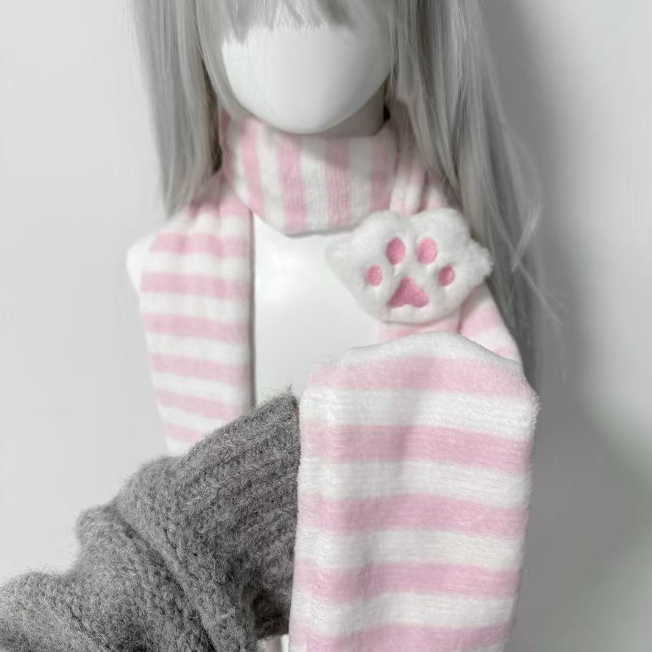 Kawaii Kniied Scarf Cat Paw De - Cat Claw Bark recension och pris
